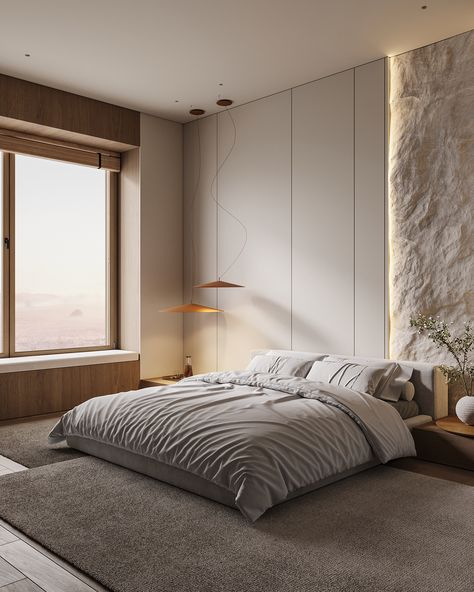 JAPANDI X. BEDROOM :: Behance Bedroom 2 Windows, 3x3 Bedroom Ideas Minimalist, 3x3 Bedroom Ideas, Bedroom Ideas Minimalist, Stylish Small Bedroom, Bedroom Behance, Bedroom Workspace, Minimalist Bedroom Ideas, Japandi Bedroom