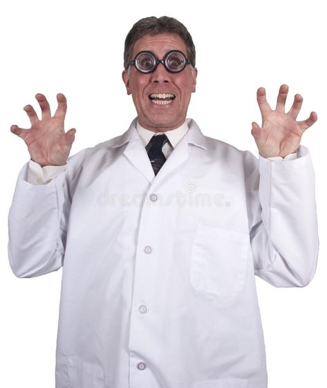 Funny Mad Scientist Crazy Doctor Isolated on White. Funny humor, mad scientist, , #sponsored, #White, #Isolated, #mad, #humor, #Doctor #ad Crazy Doctor, White Lab Coat, White Lab, White Stock, Mad Scientist, Silly Pictures, Funny Humor, Photo Image, Lab Coat