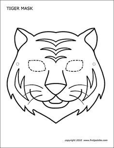 Tiger Mask | Free Printable Templates & Coloring Pages | FirstPalette.com Tiger Mask Template, Drawing Face Mask, Animal Masks Craft, Mask Coloring Page, Animal Mask Templates, Printable Animal Masks, Mask Template Printable, Animal Masks For Kids, Tiger Face Mask