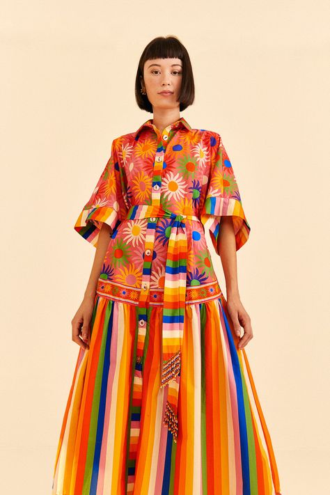 Gorman Clothing, Geometric Print Fashion, Farm Rio Dress, Mixed Print Dress, Rio Brazil, Graphic Style, Printed Dresses, The Coral, Fabulous Clothes