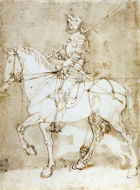 Knight on Horseback, 1512, Albrecht Dürer Horse Anatomy Study, Albrecht Durer Paintings, Durer Albrecht, Knight On Horseback, Drawing Street, Draw A Horse, Knight On Horse, Alpha Centauri, Ride Horse