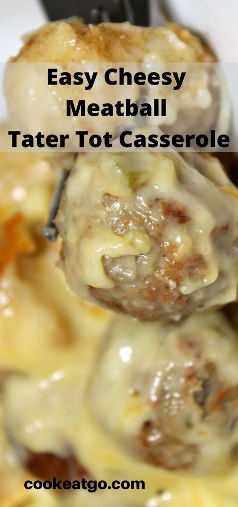 Tater Tot Casserole Recipe, Easy Meatball, Cheesy Meatballs, Tater Tot Casserole Recipes, Meatball Casserole, Meatball Recipes Easy, Meatball Bake, Tot Casserole, Tater Tot Casserole