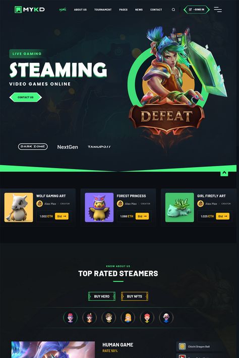 MYKD is a premium, trendy and modern WordPress Theme for multipurpose like gaming website, magazine, present your team, gaming tournament, NFT gaming & much more. Gaming Website Design, Game Web Design, Gaming Tournament, Website Magazine, Casino Design, Gaming Website, Firefly Art, Design Sites, Gingerbread House Ideas