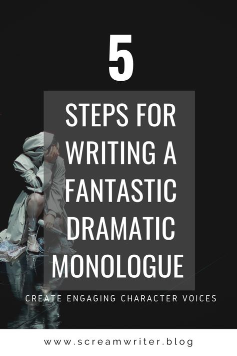 A monologue can be the best way to let you audience get to know your characters inner feelings and get them hooked. Why not find out how to make your monologue impactful. Written by our stage specialist Kelsey Cromwell this article allows you to create a fantastic and meaningful monologue in five easy steps.   #writing #writingtips #newpost #blog #writer #writerslife #writerscommunity #screenwriter #screenwriting#stage #stagewriting#theatre#newarticles #articleforwriters How To Write A Monologue, Funny Monologues, Acting Scripts, Dramatic Monologues, Writing Voice, Unusual Words, Talking Heads, Coping Mechanisms, Screenwriting