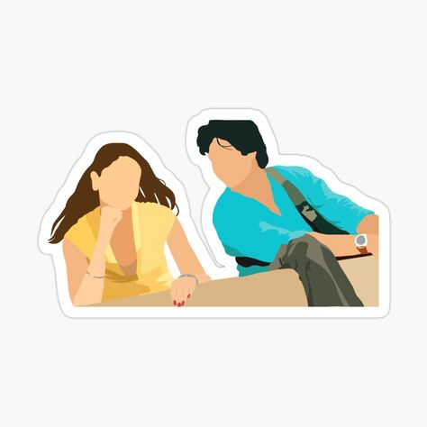 Get my art printed on awesome products. Support me at Redbubble #RBandME: https://www.redbubble.com/i/sticker/Jab-we-met-Geet-and-Aditya-by-BollywoodAI/69877663.EJUG5?asc=u Jab We Met Illustration Art, Jab We Met Stickers, Jab We Met Drawing, Aditya And Geet Jab We Met, Jab We Met Wallpaper, Jab We Met Illustration, Mandala Bride, Bollywood Illustration, Bollywood Jokes