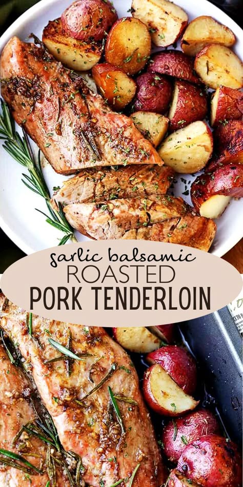 This easy pork loin recipe is big on flavor and takes hardly any effort! Garlic & Rosemary Roasted Pork Tenderloin is incredibly tender pork tenderloin rubbed with a garlic and rosemary balsamic… More Recipes For Pork Tenderloin In The Oven, Gluten Free Dairy Free Pork Tenderloin, Garlic Butter Herb Pork Tenderloin, Smithfield Garlic Herb Pork Tenderloin, Balsamic Rosemary Pork Tenderloin, Gluten Free Pork Loin Recipes, Slow Roasted Pork Tenderloin Oven, Italian Pork Tenderloin Recipes, Extra Lean Pork Tenderloin Recipes