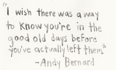 Andy Bernard Good Old Days, I Wish There Was A Way To Know You, I Wish There Was A Way To Know, College Senior Quotes, Movie Senior Quotes, The Good Old Days Quotes, Senior Quotes From Movies, Good Old Days Quotes, Senior Quotes Inspirational