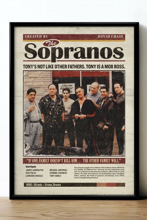 Sopranos Poster, The Sopranos Family Print, The Sopranos Family Poster, Sopranos Poster, Vintage Inspired TV Series, Mafia Poster Newspaper Sopranos Poster Art, The Sopranos Poster, Drama Movie Poster, Newspaper Style Poster, Paulie Gualtieri, Sopranos Poster, Poster Newspaper, Willie Colon, Mafia Gangster