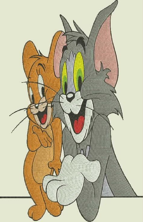 Tom And Jerry Embroidery Design, Tom And Jerry Embroidery, Aari Design, Tom Y Jerry, Tom Jerry, Cartoon Embroidery, Drawings Simple, Tom And Jerry, Embroidery And Stitching