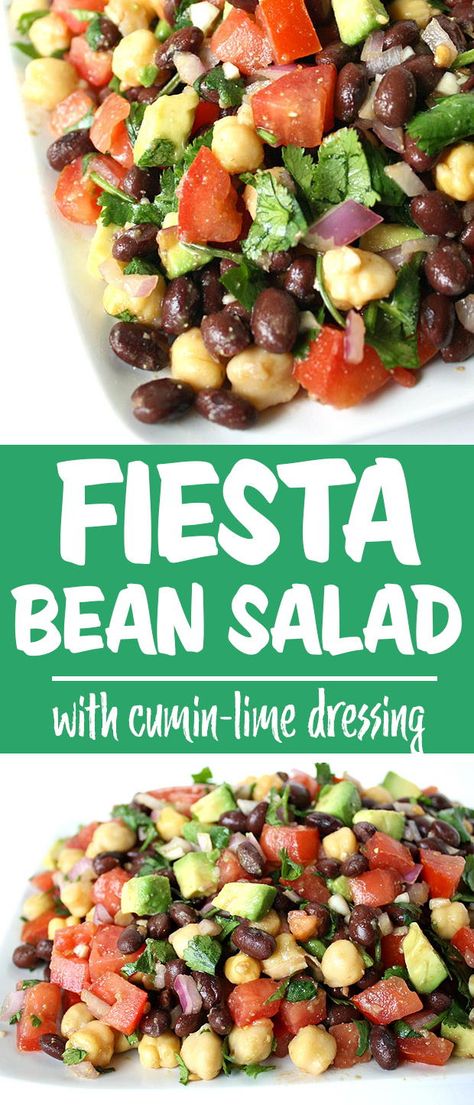 Fiesta Bean Salad, Mexican Bean Salad, Garden Grazer, Garbanzo Beans Salad, Fiesta Salad, Bean Salad Recipe, Slow Carb, Snacks Under 100 Calories, Low Cholesterol Recipes