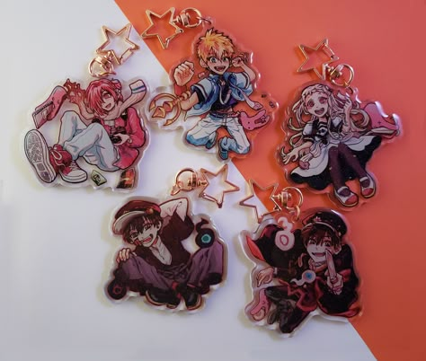 IF YOU CHECK OUT WITH 4 OR MORE ITEMS (From the entire store), use the code MOOSE415 to get 15% off your order!   ALL charms have a clear protective film on the back, scratches are mostly like only on the film not the charm.  Toilet Bound Hanako-Kun 2.5 inch Double-Sided Clear Acrylic with Glitter Epoxy keychain charms, featuring: Hanako, Nene, Kou, Mitsuba, and Tsukasa! - Comes with attached clasps - Actual Product is not watermarked  Please allow up to 8 weeks for International Shipping. Hanako Keychain, Tbhk Keychain, Mitsuba And Tsukasa, Anime Stuff To Buy, Tbhk Merch, Etsy Keychain, Kou Mitsuba, Acrylic With Glitter, Charm Keychains