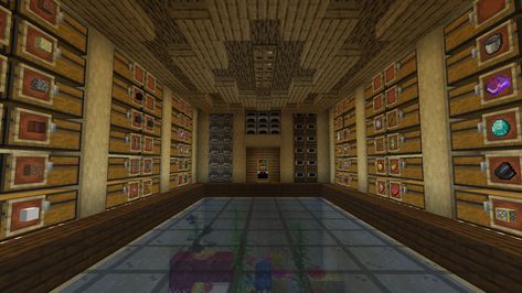 Minecraft Chest Room Ideas, Chest Room Minecraft, Minecraft Storage Room Ideas, Minecraft Storage Room, Minecraft House Interior, Minecraft Storage, Crafting Room, Minecraft Interior, Minecraft Interior Design