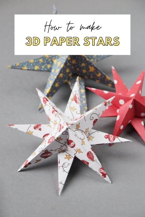 Diy Paper Christmas Decorations, Folded Paper Stars, Diy Christmas Star, 3d Paper Star, Christmas Arts, Paper Christmas Decorations, Paper Christmas Ornaments, Folding Origami, Christmas Origami