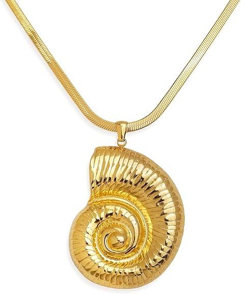 Amazon.com: Frigotine Chunky Gold Conch Shell Pendant Necklace for Woman, Statement Ocean Seashell Dangle Snake Chain Choker Summer Beach Fashion Jewelry Gift : Clothing, Shoes & Jewelry Summer Beach Fashion, Summer Beach Jewelry, Summer Fashion Beach, Pendent Necklace, Beach Fashion, Conch Shell, Shell Pendant, Disney Cruise, Chain Choker