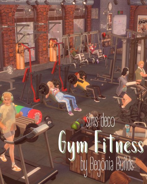 Ts4 Deco Sims, Sims 4 Gym Poses, Sims 4 Workout Poses, Ts4 Gym Cc, The Sims 4 Gym Room, Sims 4 Exercise Cc, Sims 4 Cc Fitness Furniture, Gym Cc Sims 4, Sims 4 Boxing Cc