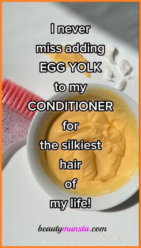 Bonus: Use a gentle shampoo and conditioner that suits your hair type. #haircare #hair #hairfall Honey Conditioner Diy, Egg Yolk For Hair, Diy Hair Conditioner Recipes, Egg Yolk Hair Mask, Hair Growth Curly Hair, Hair Growth 4c, Hair Growth Black Women, Soft Hair Mask, Hair Growth Homemade