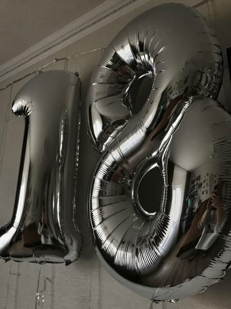 18th Balloons, 18th Birthday Aesthetic, 18th Birthday Balloons, 18th Birthday Party Themes, Space Iphone Wallpaper, 18th Bday, Smirnoff Vodka, Silver Balloon, Silver Party