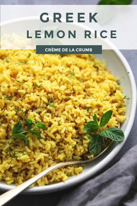 Lemon Rice Recipe, Greek Rice, Greek Lemon Rice, Sausage Pasta Recipes, Healthy Baked Chicken, Greek Lemon Chicken, Rice Side, Rice Side Dishes, Lemon Rice