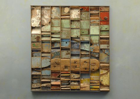 Paul Clowney: Tidy Beach Scrap Wood Art, Found Object Art, Driftwood Art, Assemblage Art, Found Object, Wood Sculpture, Color Textures, Box Art, Art Plastique