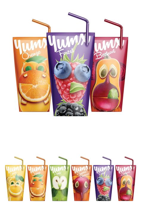 Kids Juice Packaging, Drink Package Design, Fruit Packaging Design, Beverage Packaging Design, Juice Packaging Design, Fruit Juice Packaging, Kids Packaging, Kids Juice, Fruit Packaging