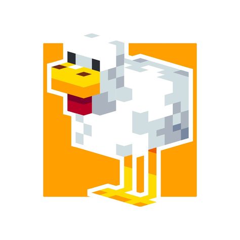 Minecraft Chicken Pixel Art, Chicken Pixel Art, Minecraft Chicken, Lowpoly Art, Cute Minecraft, Low Poly Art, Game Dev, Pixel Art, Minecraft