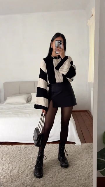 GÜZELLIK DÜNYAM on Instagram: "Sweater weather 🖤 Perf outfit for fall 🍂 The sweater is from sassyclassy and the skirt from gilly hicks ☁️ will link u both in the story ✨" Winter Fashion Outfits Casual, Cold Outfits, Fall Fits, Autumn Outfits, Looks Chic, Office Attire, Outfit Inspo Fall, Autumn Outfit, Fall Fashion Outfits