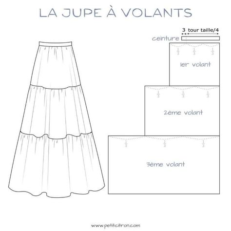 Basic Skirt Sewing Pattern, Three Tier Skirt Pattern, Long Flowy Skirt Pattern, How To Make A Maxi Skirt, How To Make Long Skirt, Sew Top Pattern, Maxi Skirt Sewing Pattern Free, Easy Sewing Skirt, Sewing Long Skirt