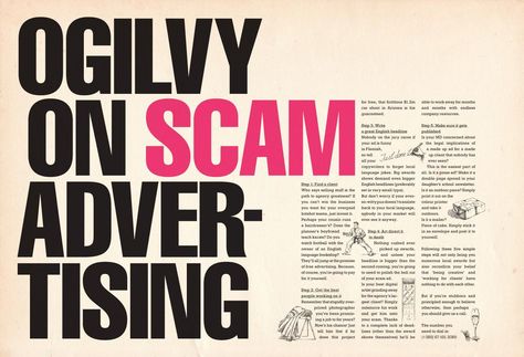 Ogilvy: Ogilvy on scam advertising | Ads of the World™ Ogilvy Ads, Advertising Awards, Ad Layout, Cannes Lions, Award Show, Creative Advertising Campaign, Ads Of The World, Self Promo, Advertising Ads