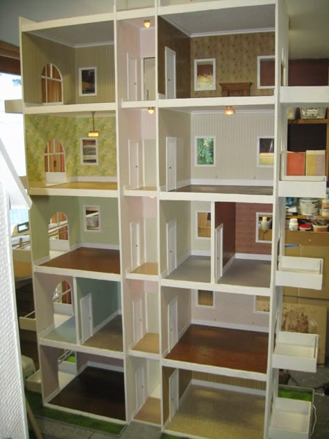 Townhouse Renovation, Big Doll House, Barbie House Furniture, Trick Or Treat Pumpkin, Diy Barbie House, American Girl Doll House, Doll House Plans, Doll House Crafts, Dolls House Interiors