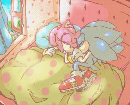 Sonamy Comics, Rosé Sleeping, Rosé Halloween, Sonamy Comic, Tumblr Drawings, Amy The Hedgehog, Sonic Heroes, Sonic And Amy, Sonic Fan Characters