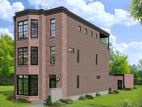 062H-0219: Three-Story Brownstone is a Stylish Narrow Lot House Plan House Plans 3 Story, Apartment Development, Narrow House Plans, Southern House Plan, Narrow Lot House, Narrow Lot House Plans, Southern House, Houses Plans, Apartment Buildings