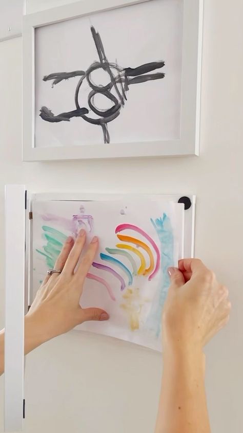 abeautifulmess on Instagram: DIY kids art frame! Easy to swap art. Isn’t this genius?? 🤩 The full written instructions can be found on our blog. Aba Center, Kids Art Frame, Diy Kids Art, Kid Science, Frame Kids Art, Drawing Frames, A Beautiful Mess, Instagram Diy, Beautiful Mess