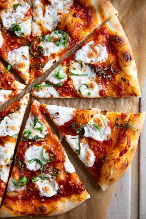 It may be simple, but sometimes simple is the best! This Margherita Pizza is topped with pizza sauce, fresh mozzarella cheese, and basil, making one of the best pizzas you can make at home! Pizza Life, Pizza Snacks, Pizza Sauce Homemade, Be Simple, Margherita Pizza, Fresh Mozzarella, Good Pizza, Pizza Sauce, Homemade Pizza