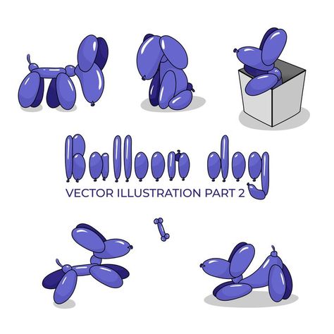 Ballon Dog Tattoo, Balloon Dog Tattoo, Balloon Animal Drawing, Freepik Illustration, Tattoo Doodles, Dog Vector Illustration, Dog Gift Box, Balloon Illustration, Dog Poses