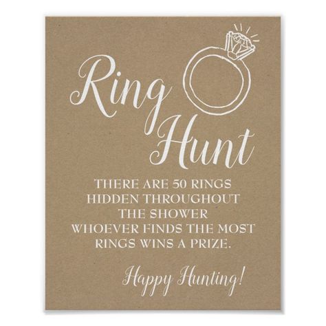 Ring hunt game Bridal shower rustic wedding sign | Zazzle.com Ring Bridal Shower Game, Ring Hunt Game, Wedding Country Chic, Ring Hunt, Bridal Shower Decorations Rustic, Bridal Shower Decorations Diy, Wedding Shower Decorations, Bridal Bachelorette Party, Rustic Wedding Signs