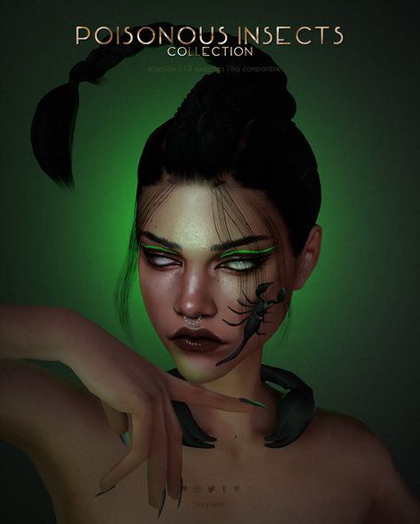 Scorpion Makeup, Poisonous Insects, Scorpion Necklace, Zombie Christmas, Makeup And Accessories, Halloween City, Insect Collection, Be The Light, Maxis Match