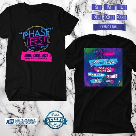 PHASE+FEST+MUSIC+FESTIVAL+2024,+PHASE+FEST+MUSIC+FESTIVAL,+UNISEX+TEE+ADL01 Music Festival Tshirts, Country Thunder, Story Of The Year, Festival 2024, Top Music, Fabric Labels, New Year Holidays, Custom Tees, Christmas And New Year