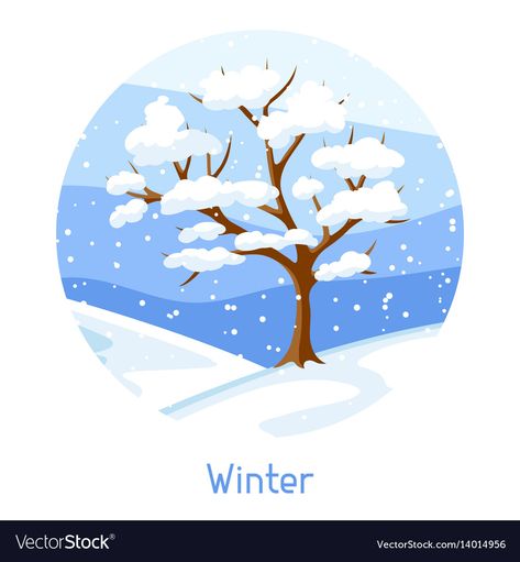 Tree Cartoon Images, Seasonal Illustration, Winter Icon, Sakura Flowers, Vector Art Design, Card Games For Kids, Winter Clipart, Winter Images, Weather Seasons