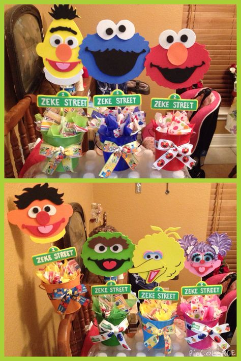 Sesame Street table decorations for my son's party! :) Sesame Street Party Centerpieces, Sesame Street Table Decorations, Elmo Centerpiece Ideas 1st Birthday, Sesame Street Table Centerpiece, Elmo Centerpiece Ideas, Sesame Street Centerpiece Ideas, Elmo Centerpieces, Sesame Street Centerpiece, Sesame Street Birthday Party Ideas Boy