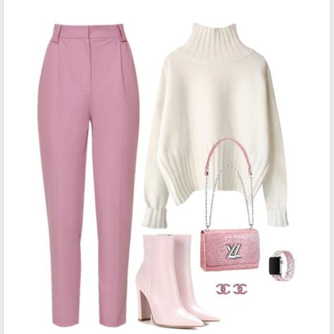 Pink Winter Outfits, Fashion In Paris, Pink Ootd, Pink Winter, Velvet Clothes, Light Pink Color, Velvet Pants, Colourful Outfits, Clothing Ideas