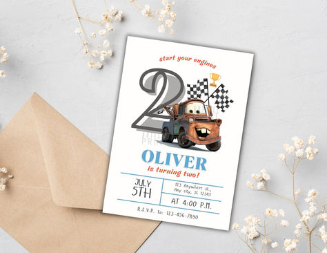 Editable Tow Mater Birthday Invitation, Cars Birthday Invitation, Tow Mater, Boy Birthday,Personalized Digital,Instant Download Two Mater Birthday, Mater Birthday Party, Mater Birthday, Cars Birthday Invitations, Tow Mater, Car Party, Birthday Personalized, Car Themes, Cars Birthday Parties