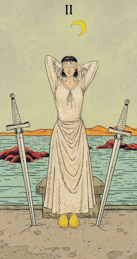 Two of Swords - Before Tarot (Simona Rosi Eon with P. Alligo, C. Kenner & F. Nativo) Two Of Swords, Swords Tarot, Tarot Astrology, Ancient Books, Tarot Cards Art, Tarot Learning, Tarot Card Meanings, Minor Arcana, Tarot Card Decks