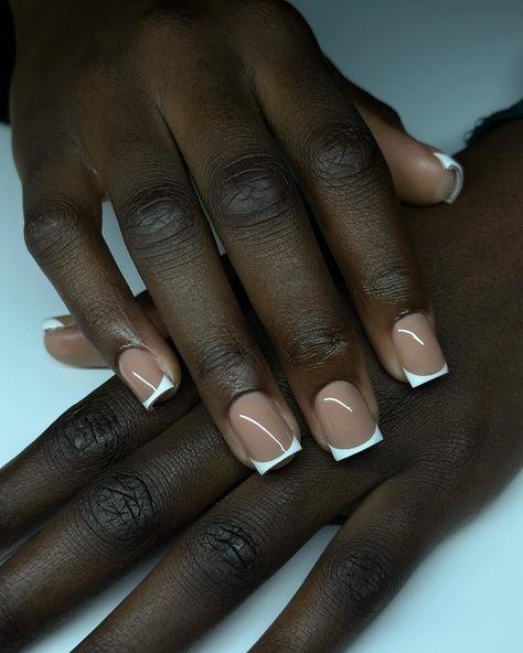 Happy Caturday 🐈‍�⬛ #dovenailsbysharon #apresgelx #gelx #frenchies Dark Skin Nails Ideas, Nails For Darker Skin Tone, Dark Skin Manicure, Almond Shape Fall Nails, Nail Colors For Dark Skin, Dark Skin Nail Color, Stilleto Nails Designs, Gel Nails French, Metallic Nail Art