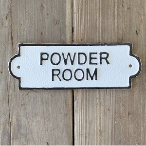 Powder Room Sign, Bathroom Measurements, Powder Room Signs, Carved Wall Decor, Pantry Sign, Metal Room, Style Pantry, Home Decor Bathroom, Restroom Sign