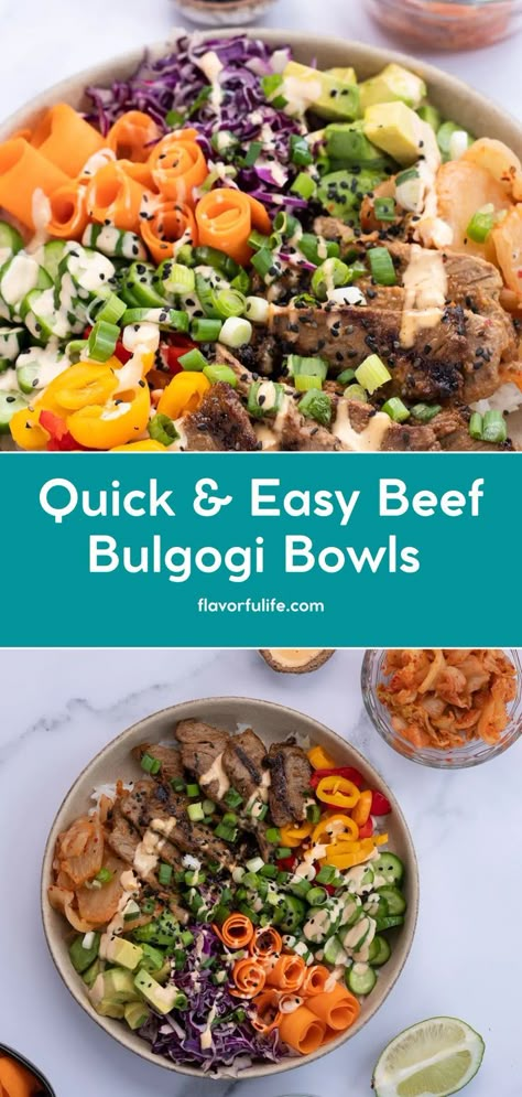 Korean Bowl Recipe, Easy Beef Bulgogi, Bulgogi Bowl, Asian Sauce Recipes, Beef Bowl Recipe, Korean Beef Bowl, Beef Bowl, Bulgogi Recipe, Entree Dishes