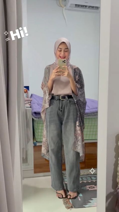 Outer Hijab Casual, Vintage Outfit Hijab, Scraft Hijab, Ootd Outer, Casual Dress Korean Style, Outer Hijab, Style Hijab Simple, Casual Korean Style, Outfit Hijab Casual