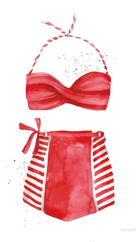 So stylish! We love Mercedes Lopez Charro's vintage bathing suit series. Suit Series, Vintage Bathing Suit Patterns, Newport House, Watercolour Ideas, Craft Painting, Retro Swimwear, Cat Drawings, Vintage Swimwear, Tropical Art