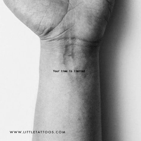 Your Time Is Limited Temporary Tattoo - Set of 3 Fonts for tattoos #fontsfortattoos tattoo #tattoo tattoos #tattoos fonts #fonts font #font 7.659 Time Is Limited Tattoos, Your Time Is Limited Tattoo, Date Of Birth Tattoos Ideas Fonts, Meaningful Tattoos For Women Symbols, Date Of Birth Tattoos Ideas, Tattoos For Women Symbols, Date Of Birth Tattoos, Letters For Tattoos, Word Tattoos For Men