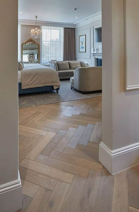 17 Stunning French Country Tiles for Walls and Floors - A House in the Hills Wood Floor Design, Herringbone Wood Floor, Herringbone Wood, Hallway Designs, Herringbone Floor, Floor Ideas, Living Room Flooring, Flooring Ideas, House Flooring