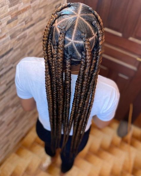 Goddess Braids Jumbo Triangle Parting Jumbo Triangle Parts, Goddess Braids Jumbo, Knotless Braids Hairstyle, Braids Parting, Triangle Part Box Braids, Goddess Braids Updo, Sky Blue Hair, Goddess Braid Styles, Braids Jumbo